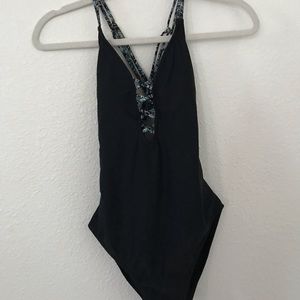 Black Strappy One-Piece Swimsuit
